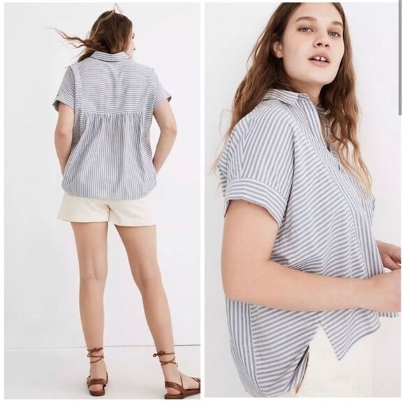 Madewell Lakeline Button-Up Shirt in Stripe-Play XS - Picture 2 of 7